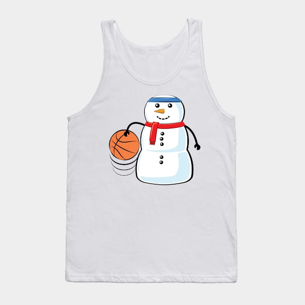 Funny Christmas Basketball Snowman Tank Top by DesignWood-Sport